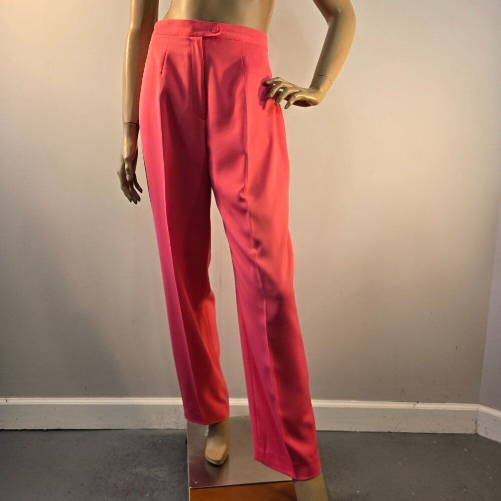 Mary McFadden Collection Dress Pants Womens Sz 8 Pink Vtg 90s Y2K High Waisted